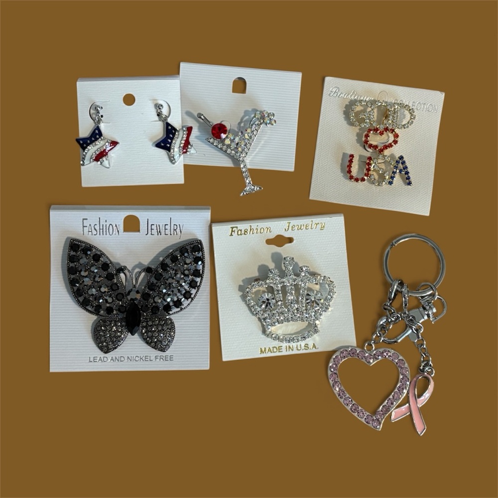 Brooches , Earrings and Keychain Bundle